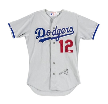 1989 Willie Randolph Signed Game Worn Los Angeles Dodgers Road Jersey Inscribed "The Captain"